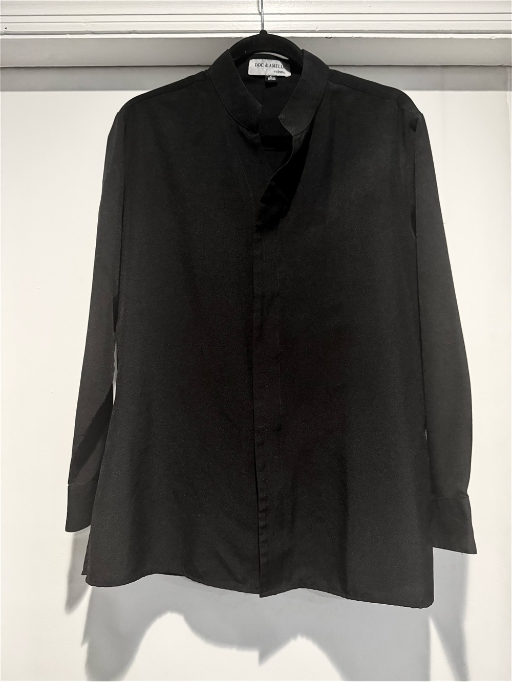 doc & amelia by cintas work shirt unisex size S black long Sleeve Button Up